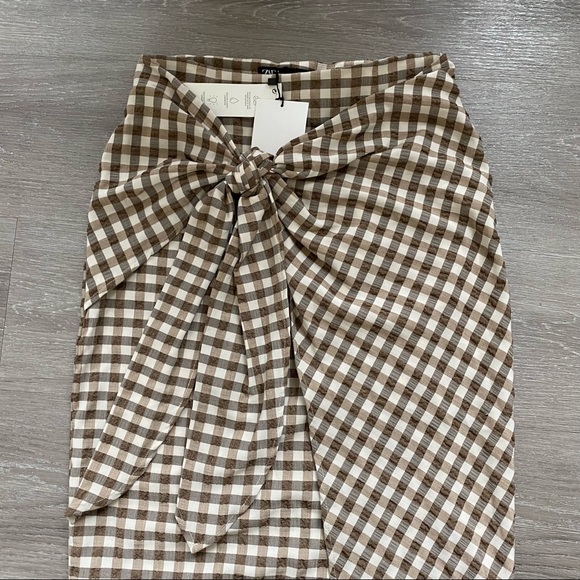 Zara Gingham Wrap Midi Skirt - Picture 8 of 10